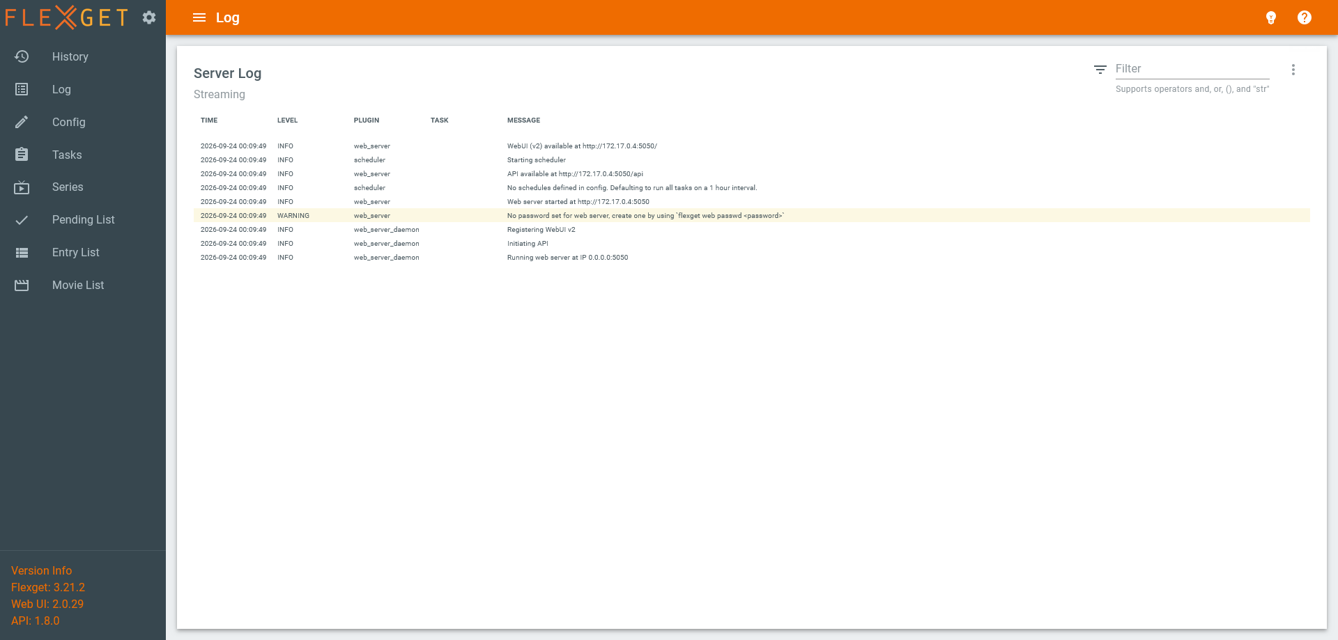 flexget-webui image 3