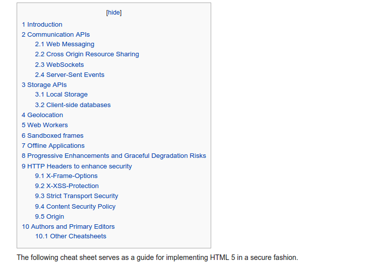 HTML5 Security Cheat Sheet