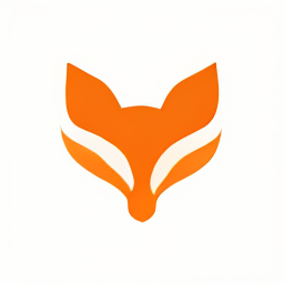 Agate output: an orange flat-design fox head logo on a white background