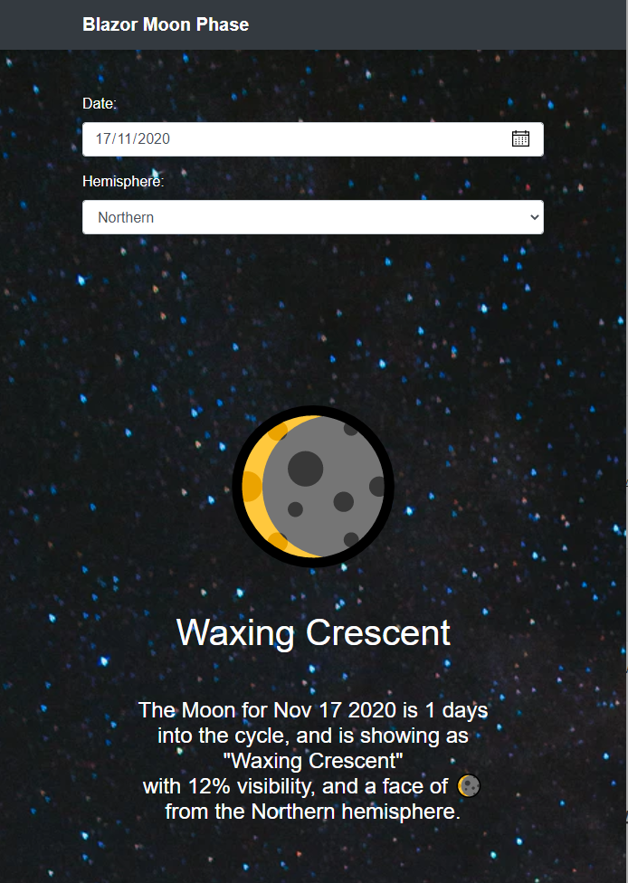 Blazor MoonPhase App