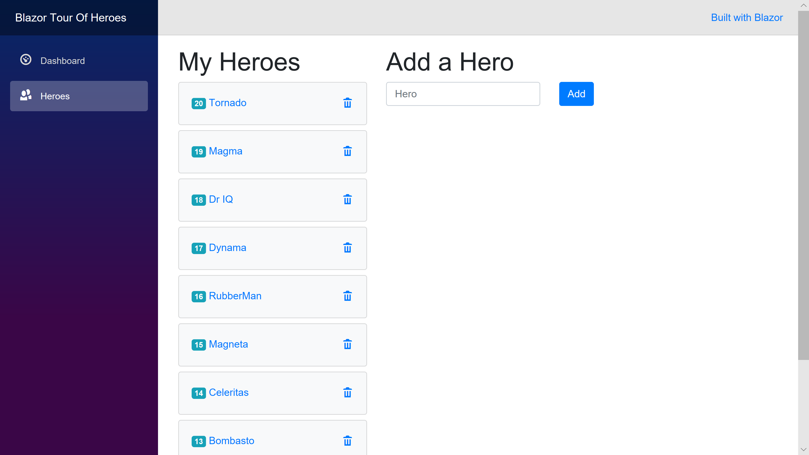 Hero Listing