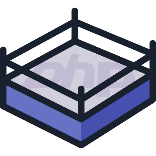 The PHP Arena logo: a square boxing ring with a pale 'PHP' writing on the ground