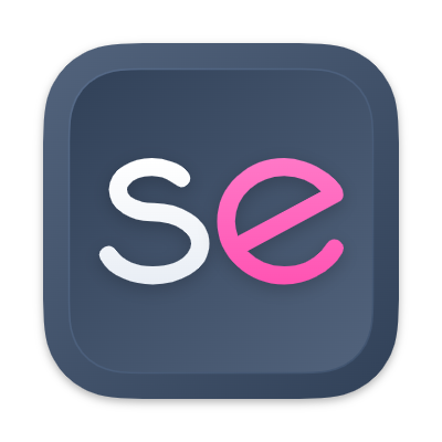 The sassed logo: a white 's' and a pink 'e' on a dark grey keyboard key