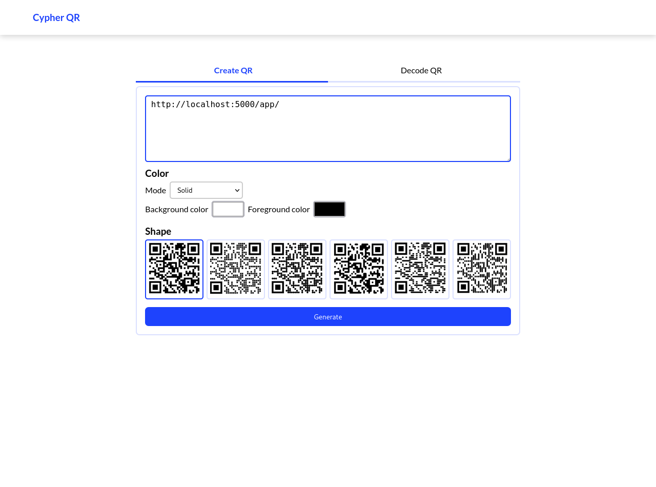 Generate Qr tab