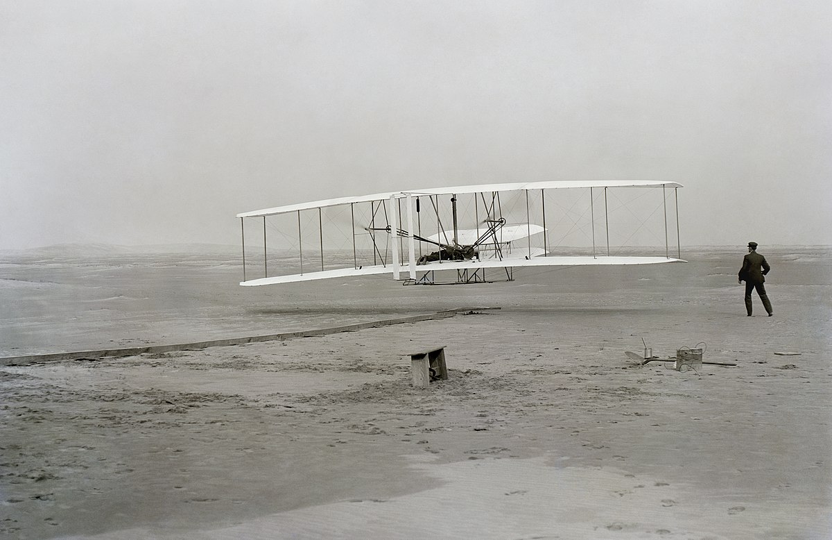 Wright brothers first flight in 1903.