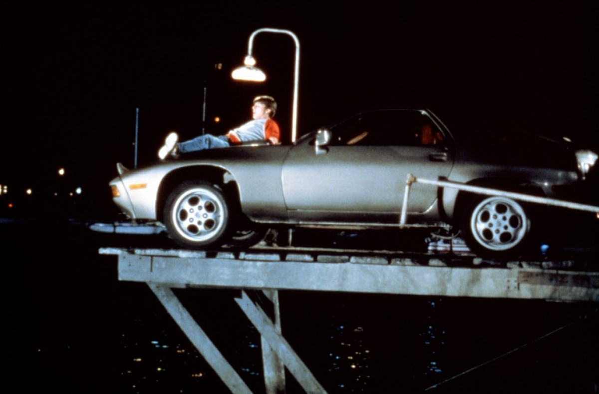 Porsche parked on a jetty.