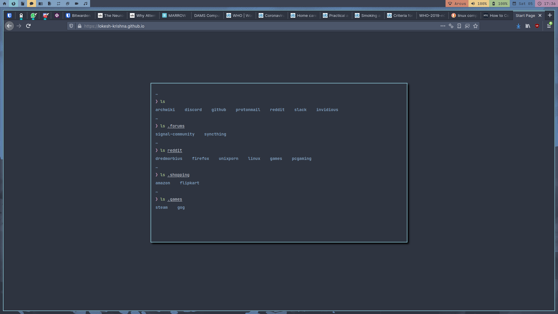 Firefox showing my custom start page