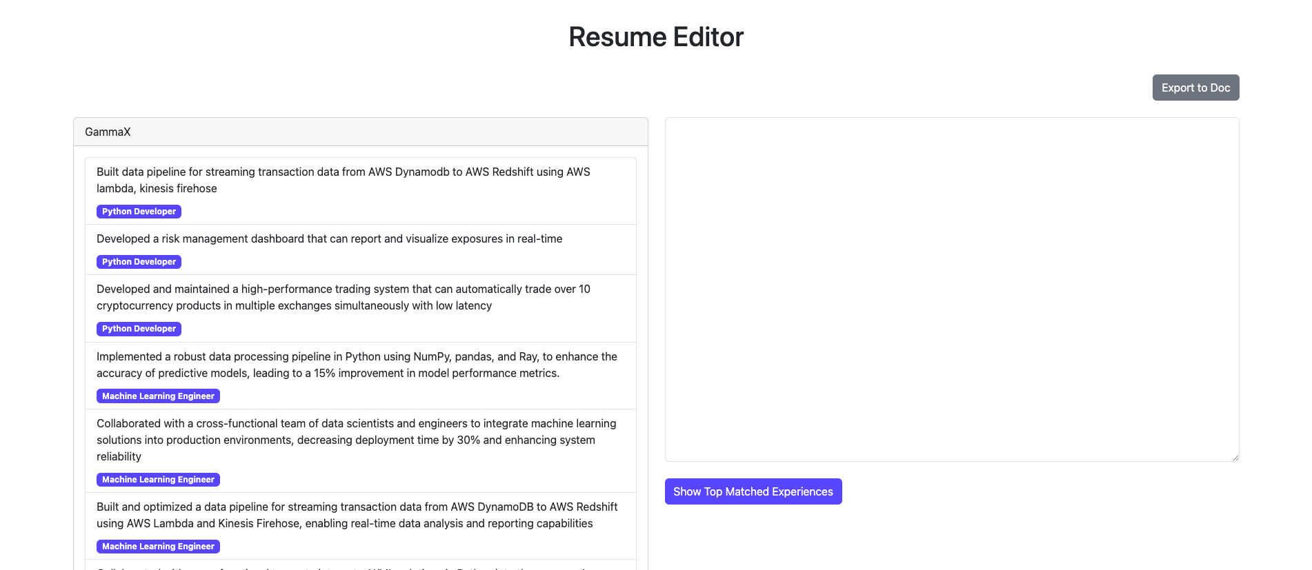 auto-resume editor