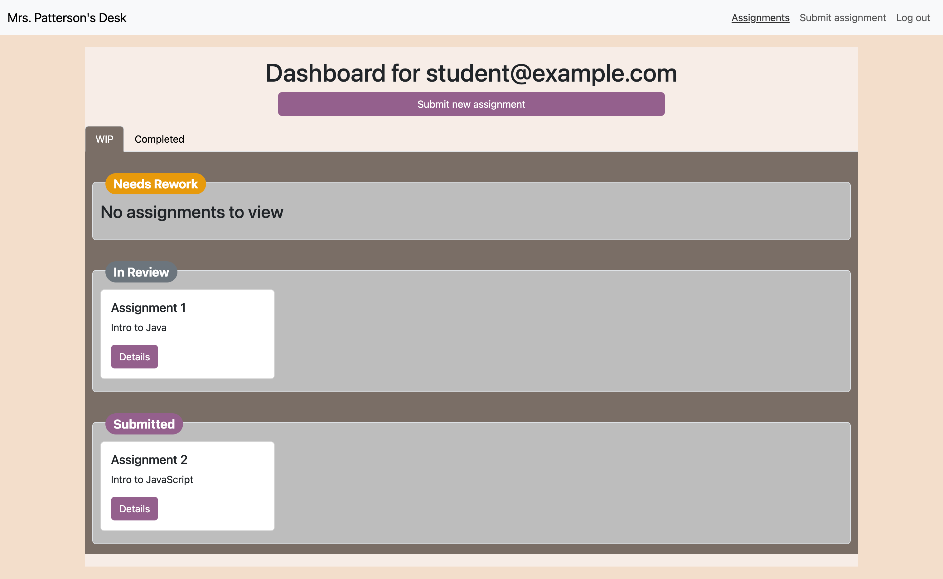 Learner dashboard - live