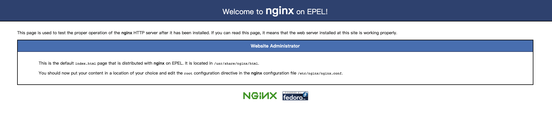 nginx输出，我们的虚拟机正在工作