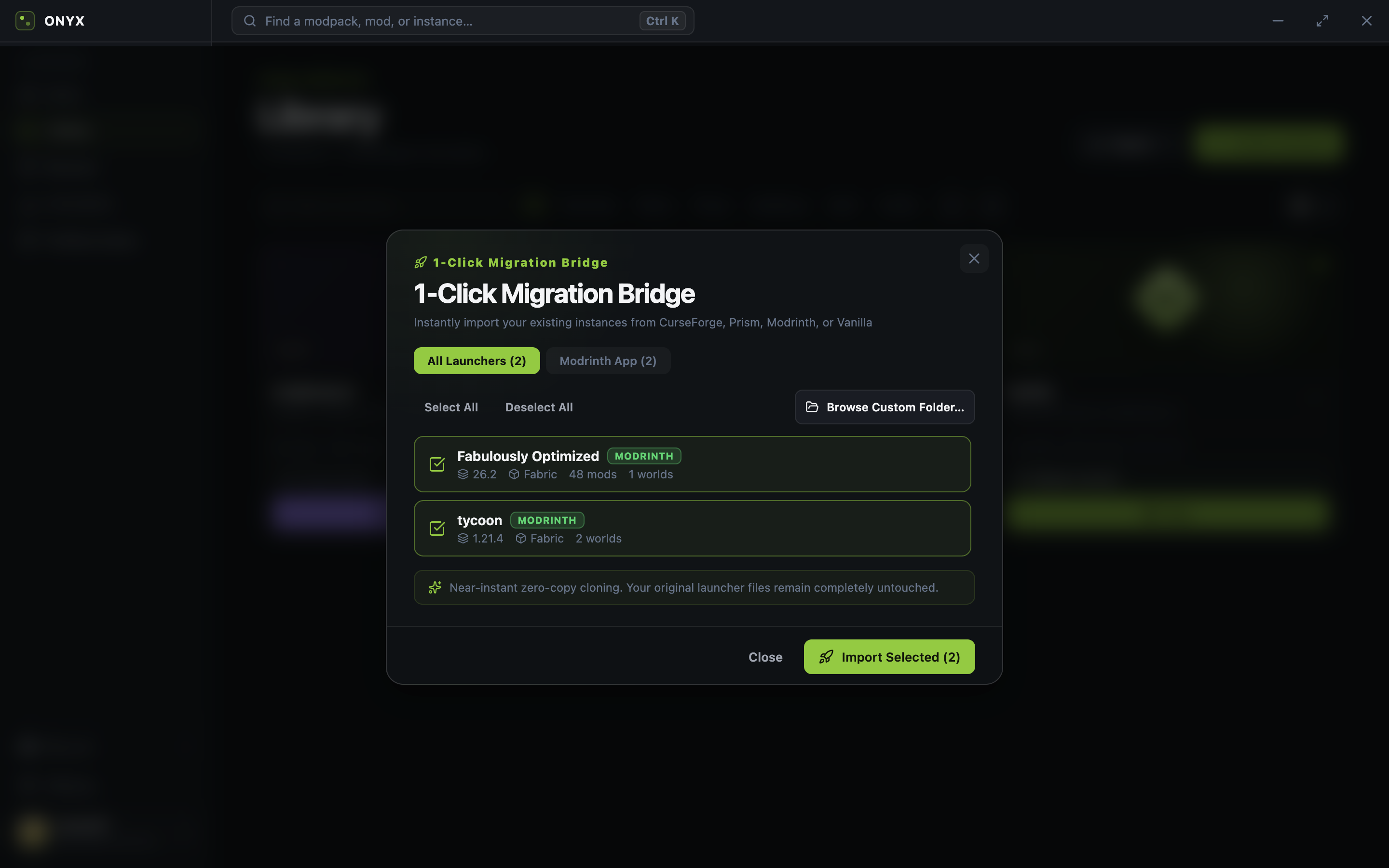 Universal migration from Prism, CurseForge, Modrinth