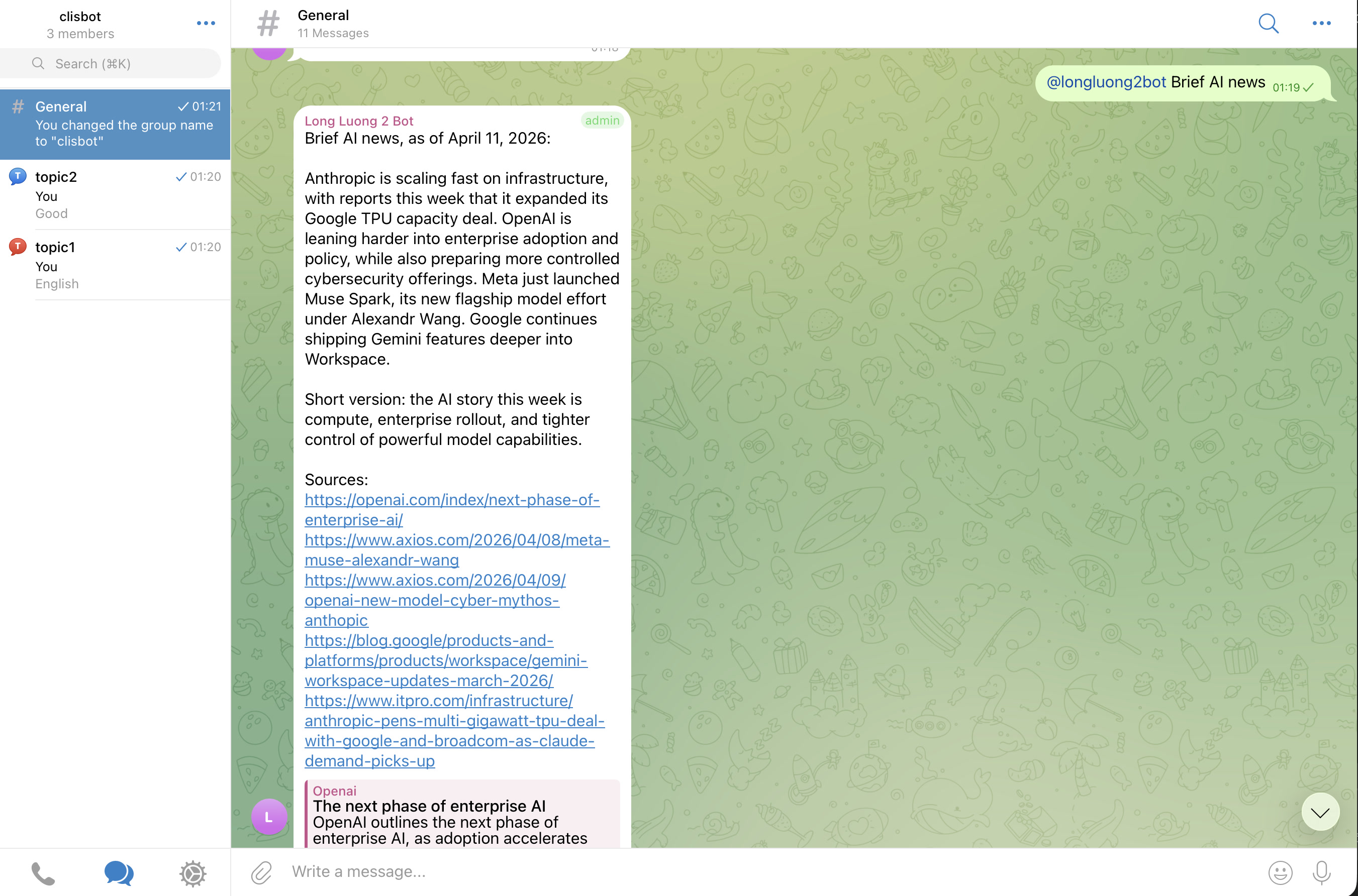 Telegram topic showcase 1