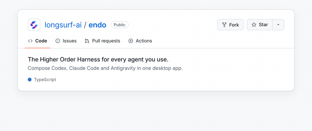 A cursor clicks Star on the Endo GitHub repository, changing it to Starred.