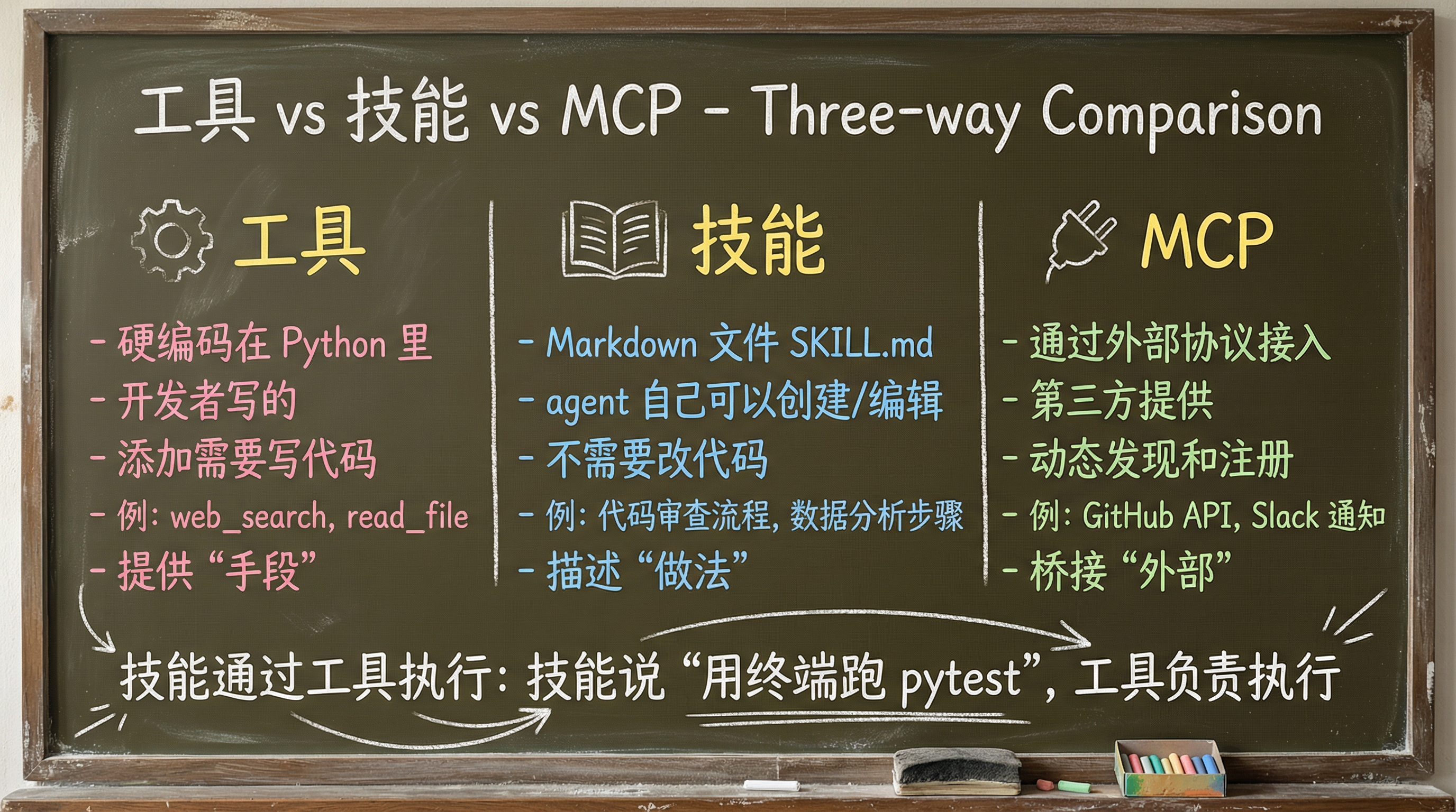 Công cụ vs Kỹ năng vs MCP