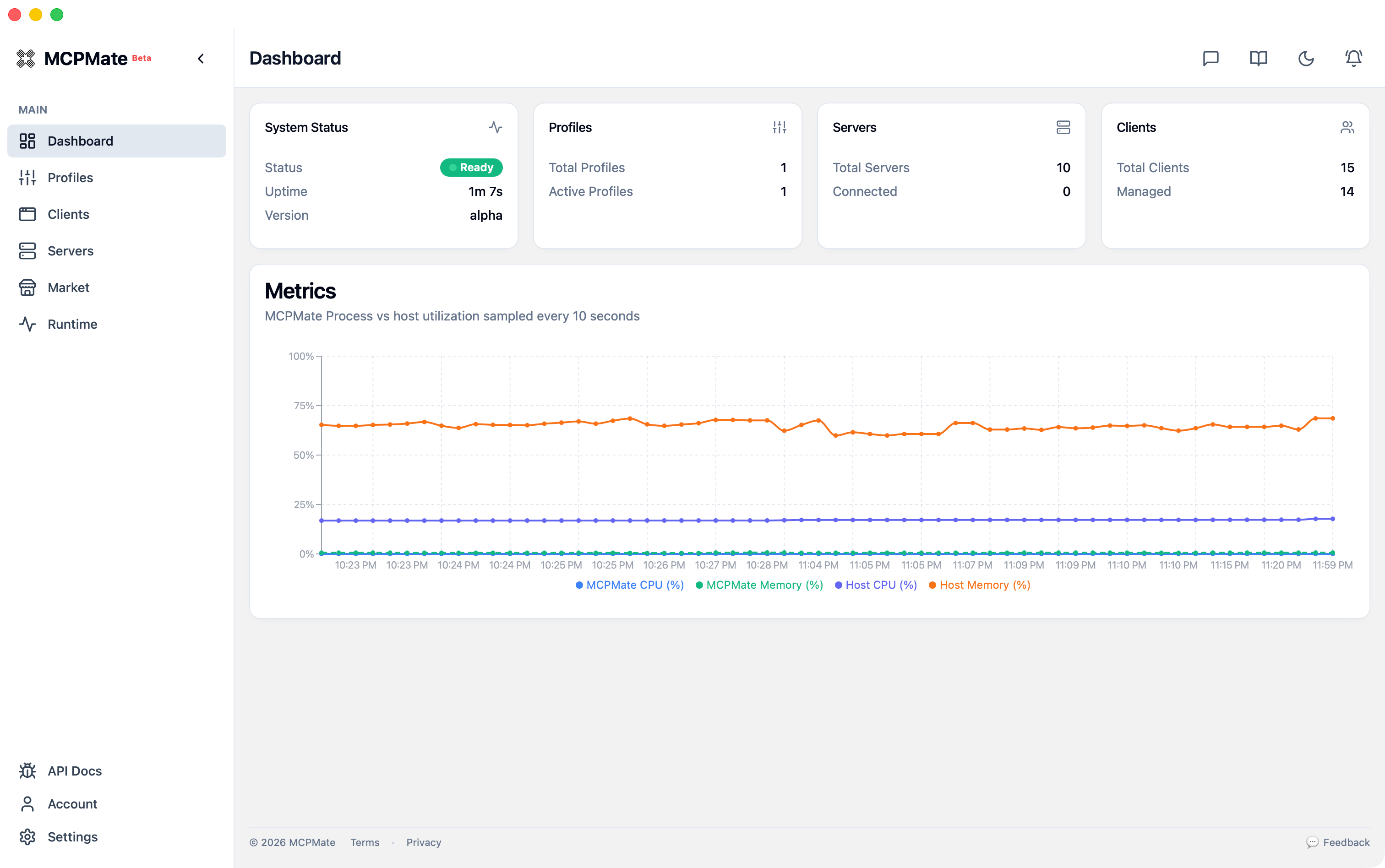 MCPMate dashboard (light)