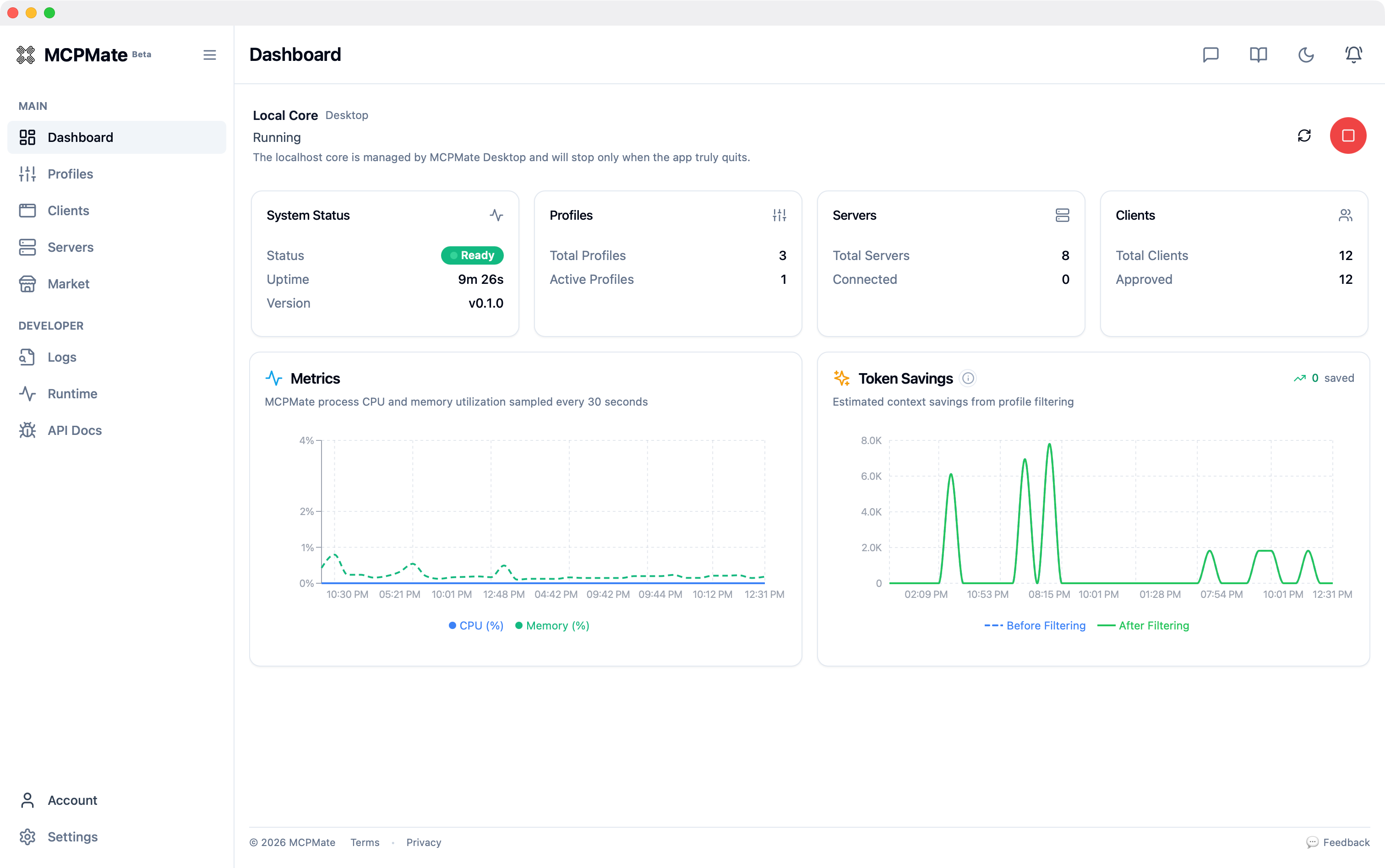 MCPMate dashboard