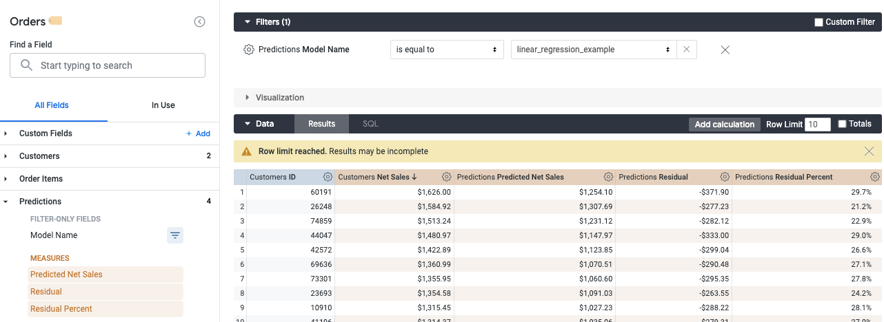 BQML Predict Looker