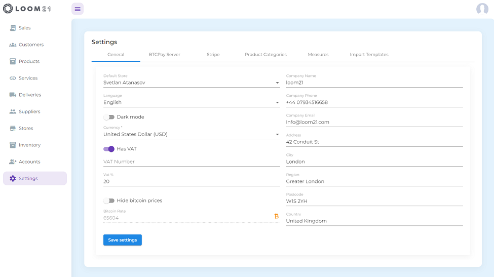 General Settings Setup