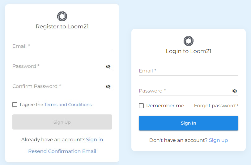 Sign Up to app.loom21.com