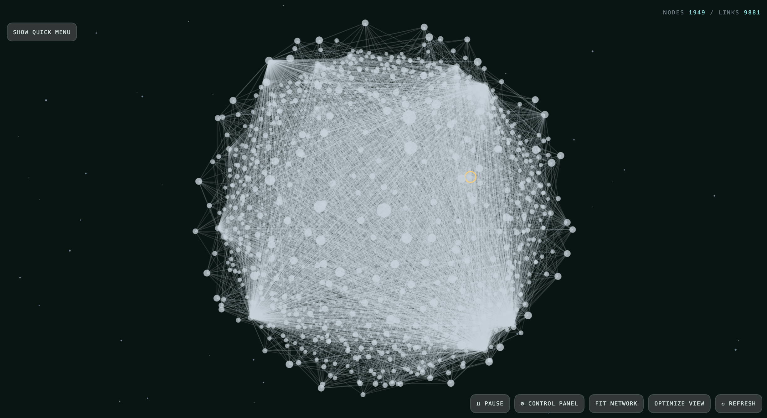 A dense vault network displayed with a monochrome palette.
