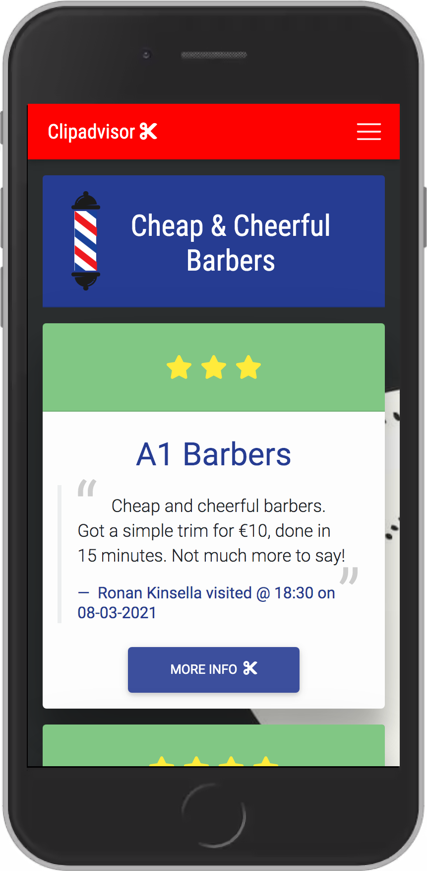 Clipadvisor Barbers categorised pages