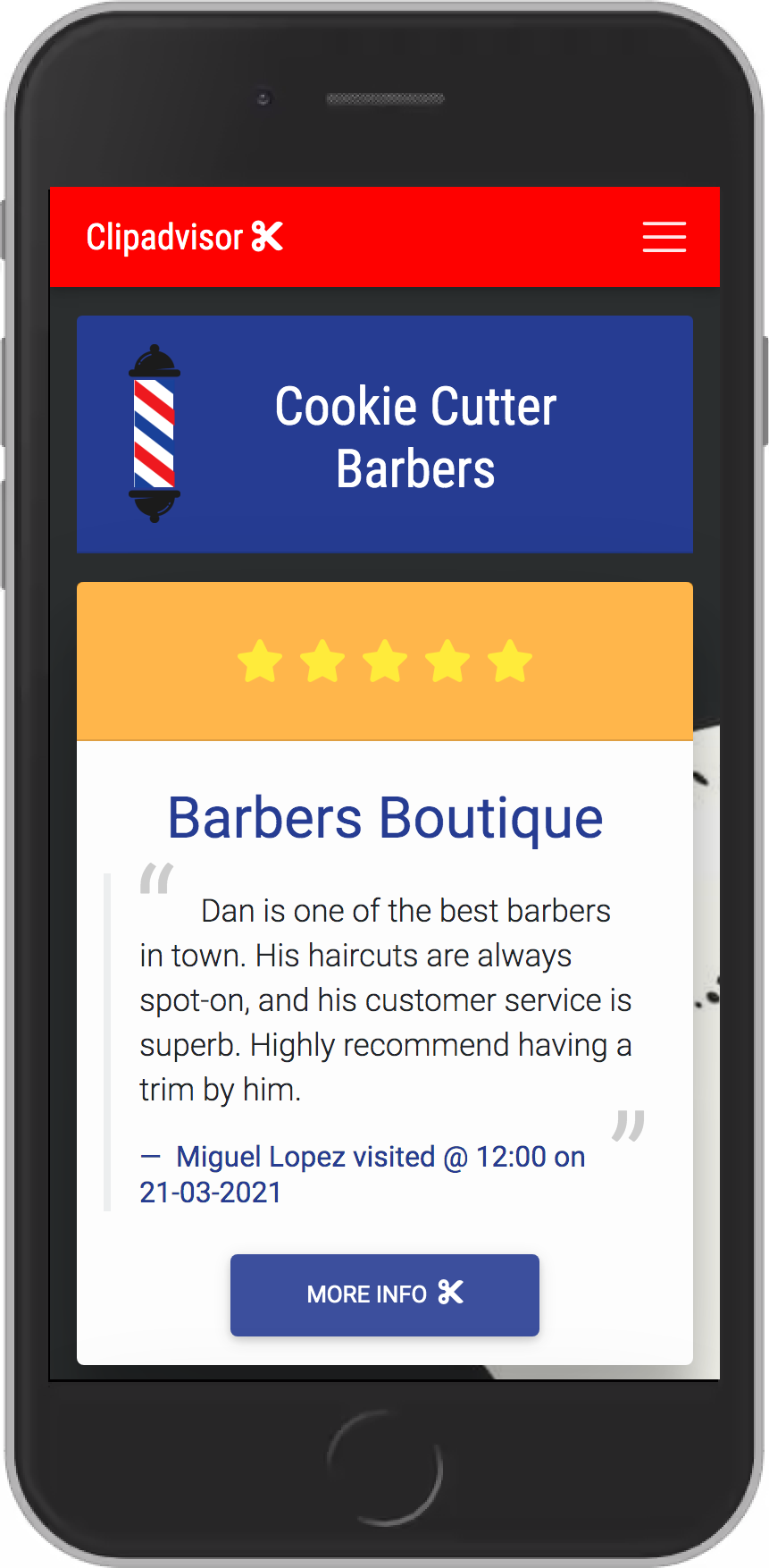 Clipadvisor Barbers categorised pages