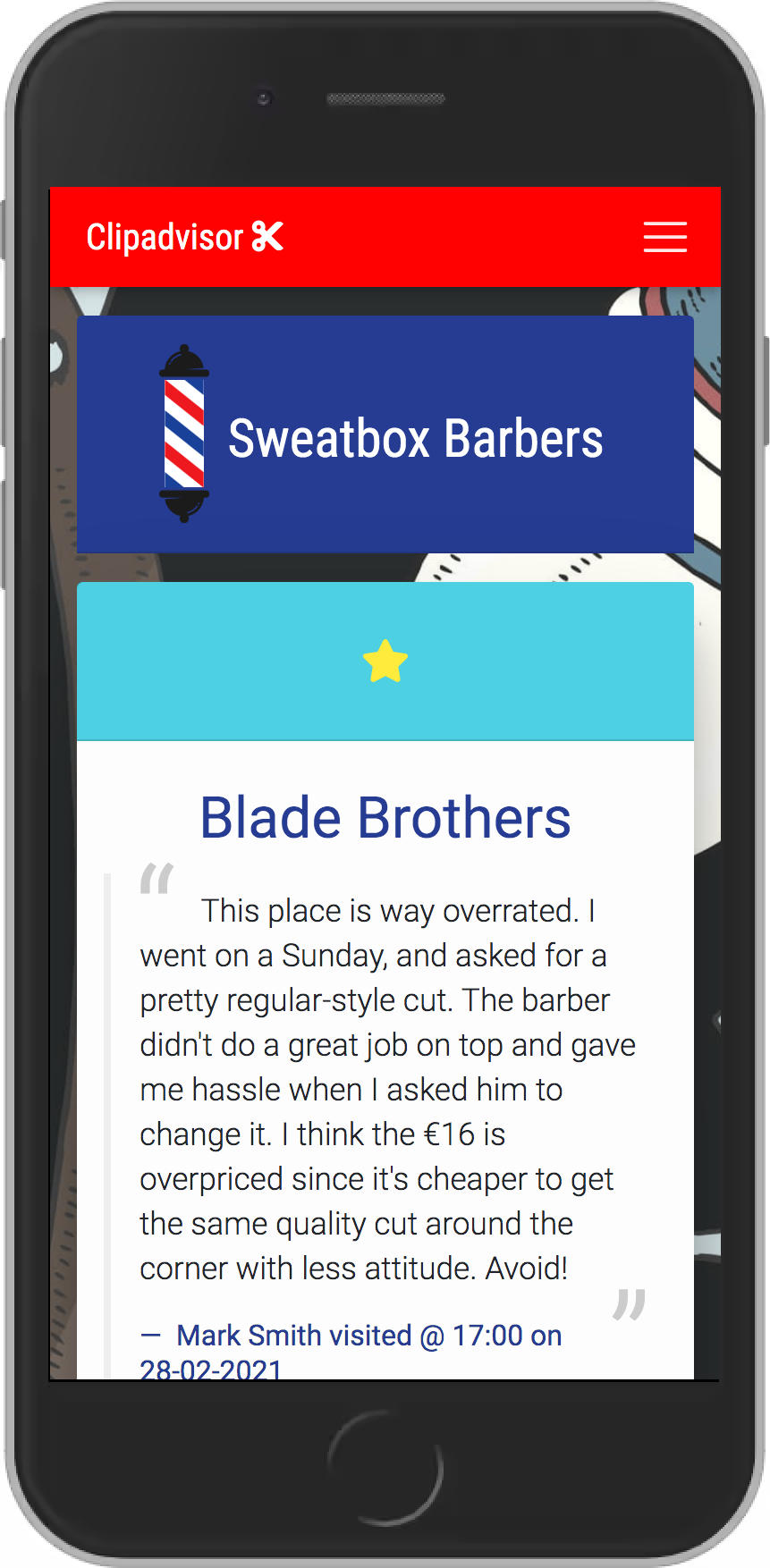 Clipadvisor Barbers categorised pages