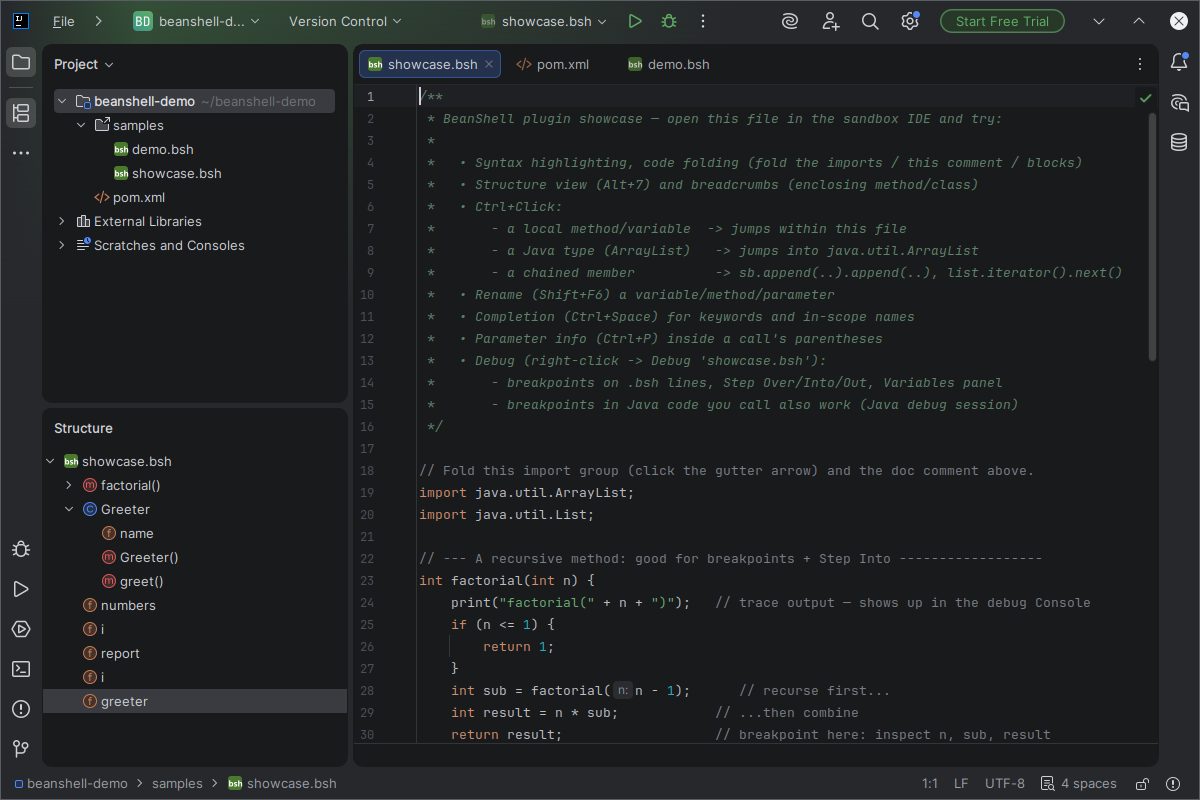 Syntax highlighting and Structure view