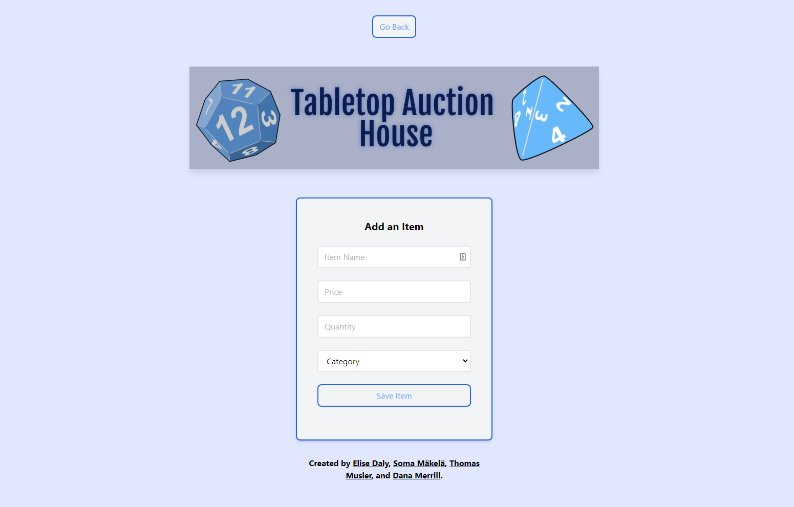 Tabletop Auction House