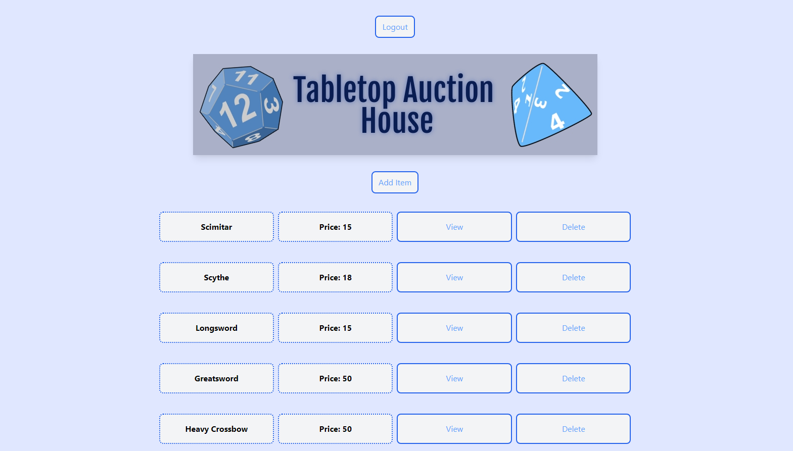 Tabletop Auction House