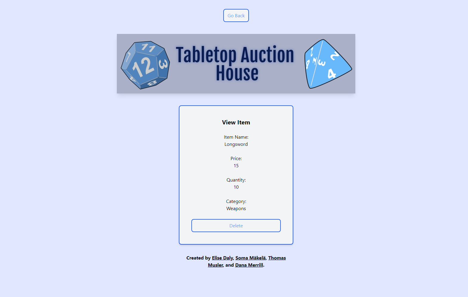 Tabletop Auction House