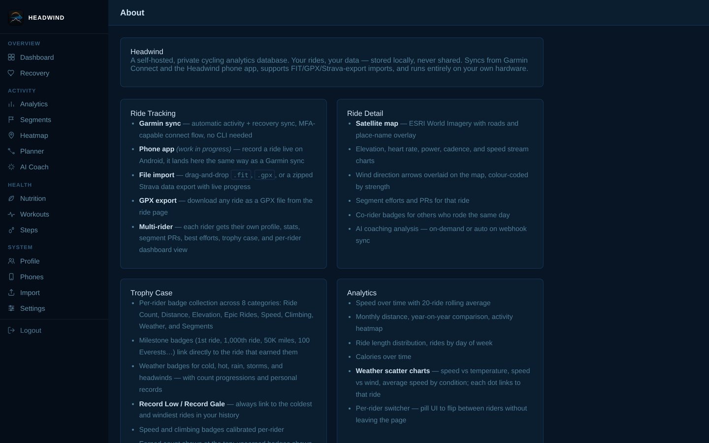 About: what's in the app.