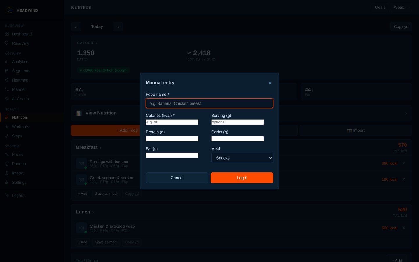 Manual entry for anything without a barcode.