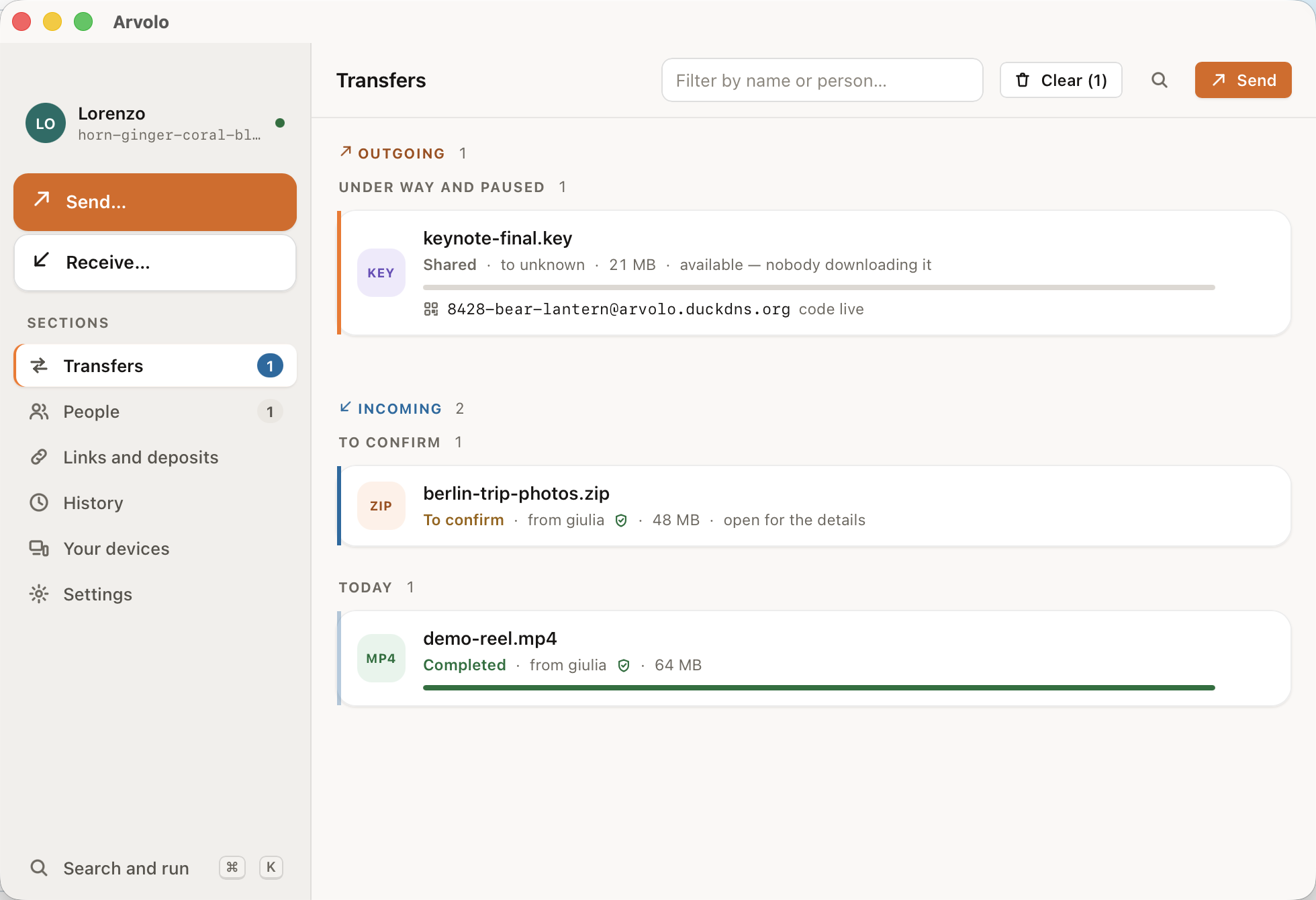 The Arvolo desktop app