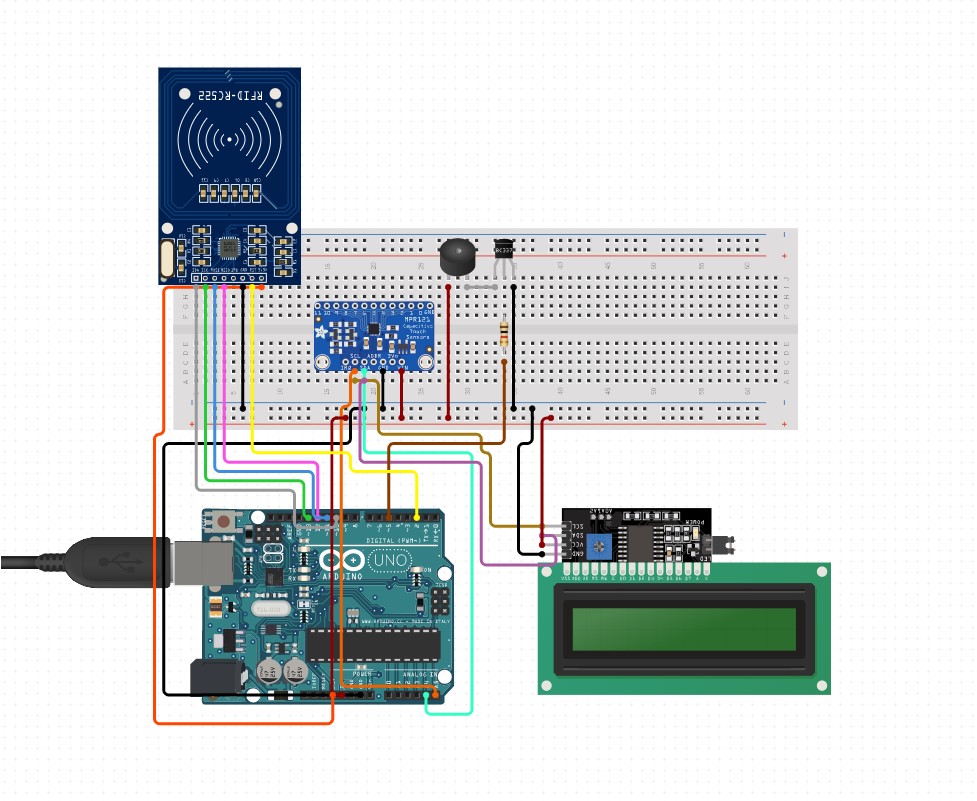 microcontroller schematic of wires and breadboard