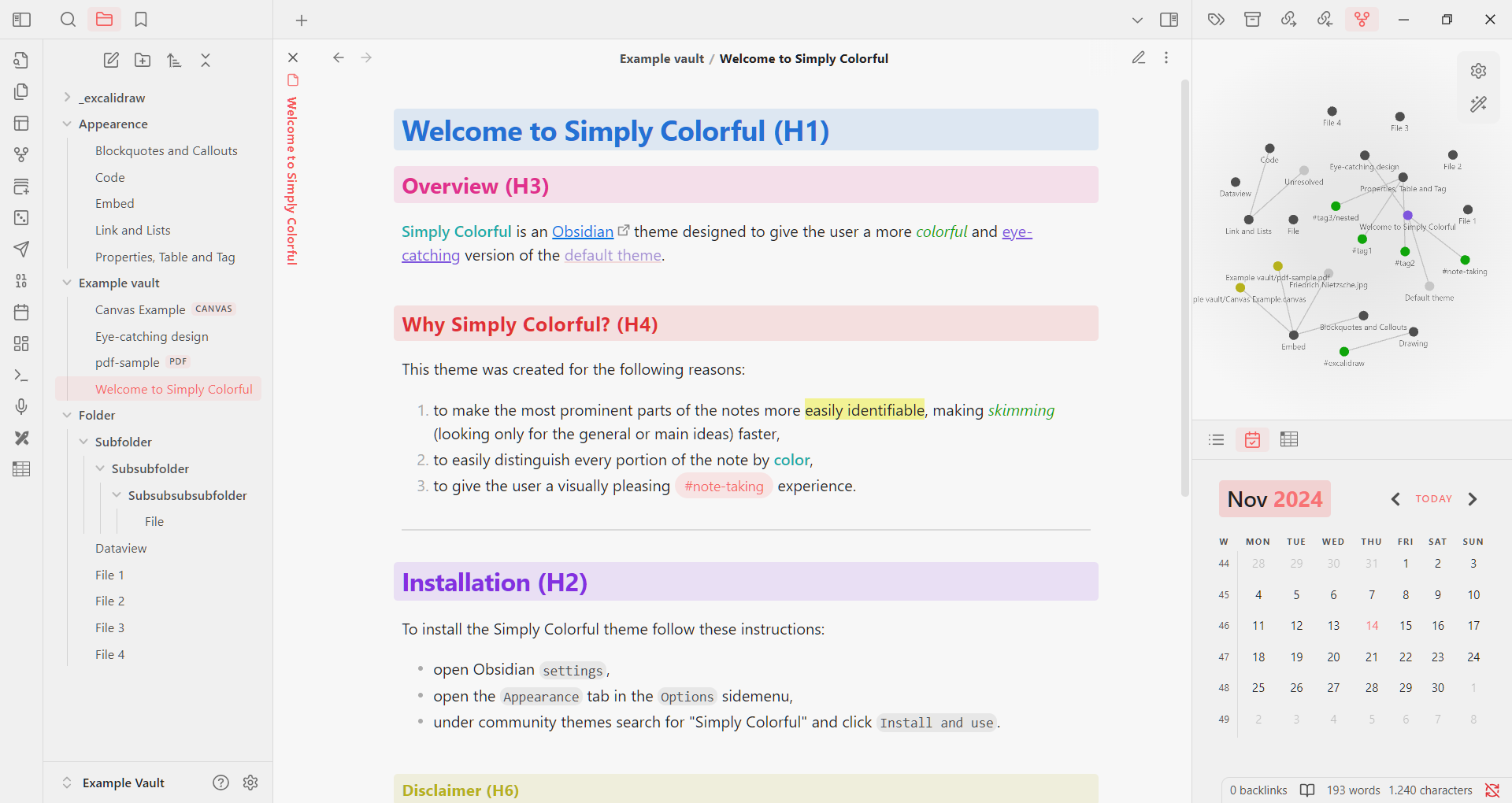Note example in light mode
