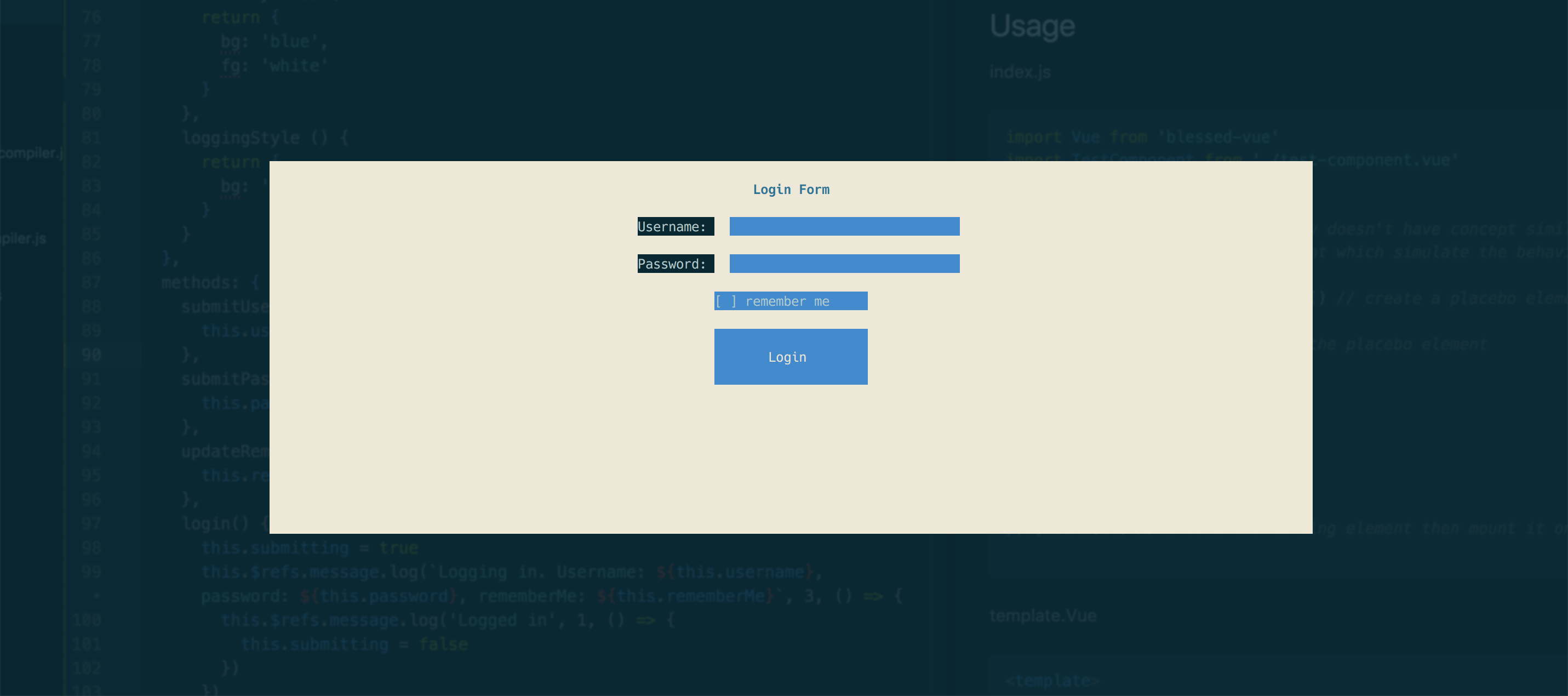 Login example screenshot