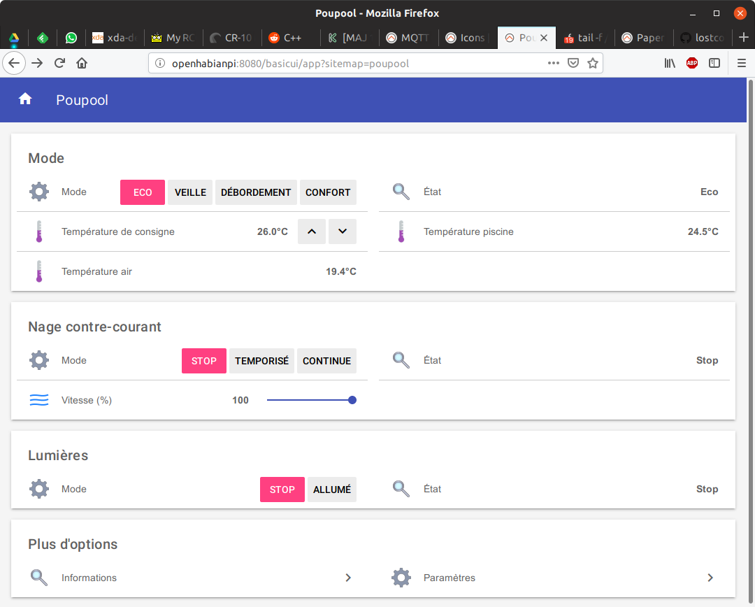 openHAB main menu