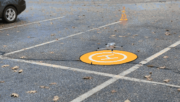 Drone in flight during photogrammetry survey