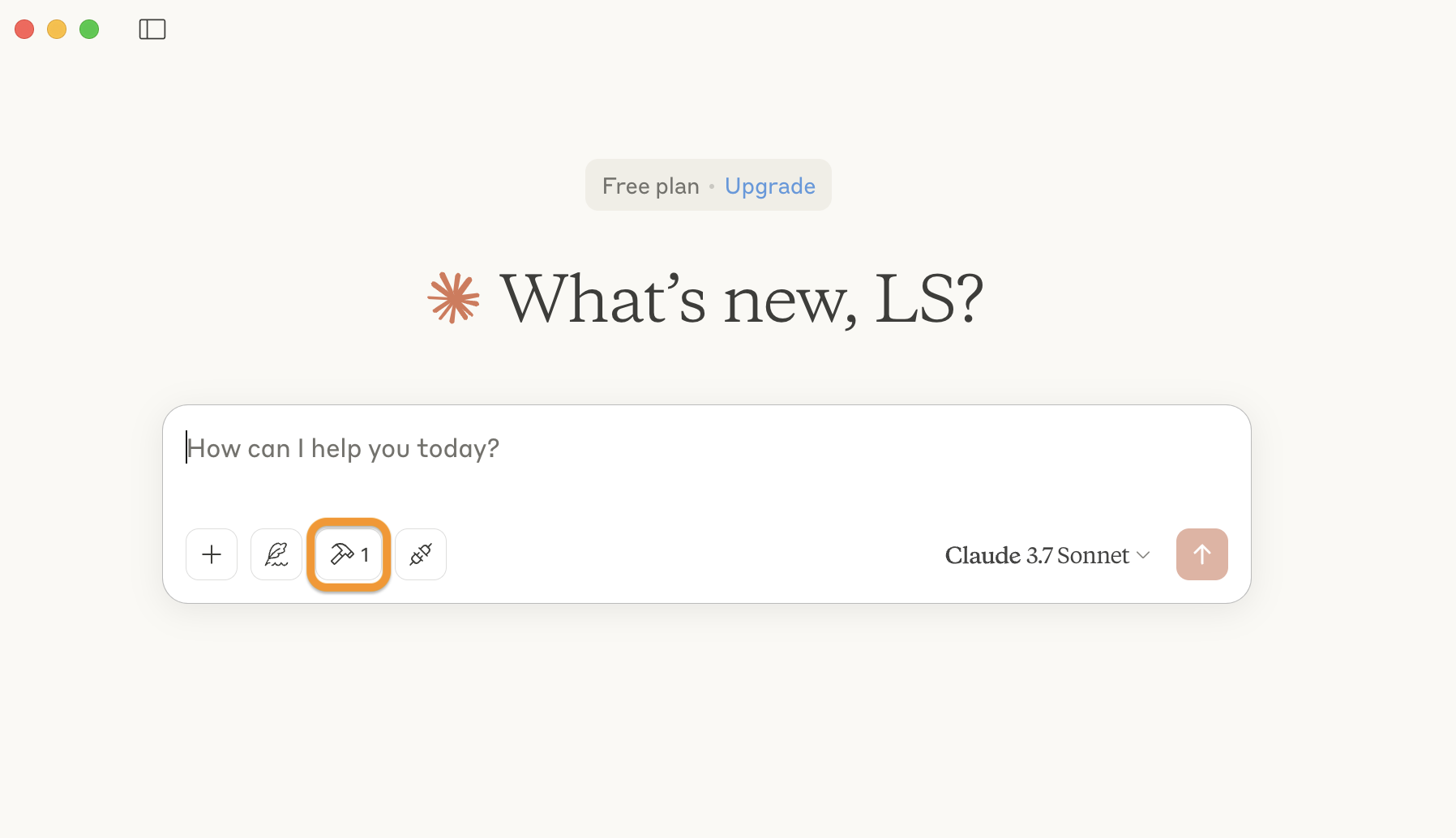 Claude Desktop Initial View