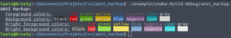 ANSI Markup example