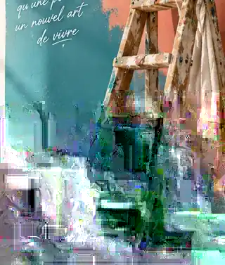 Grande échelle en bois traditionnelle dans un atelier de peinture Style Paint