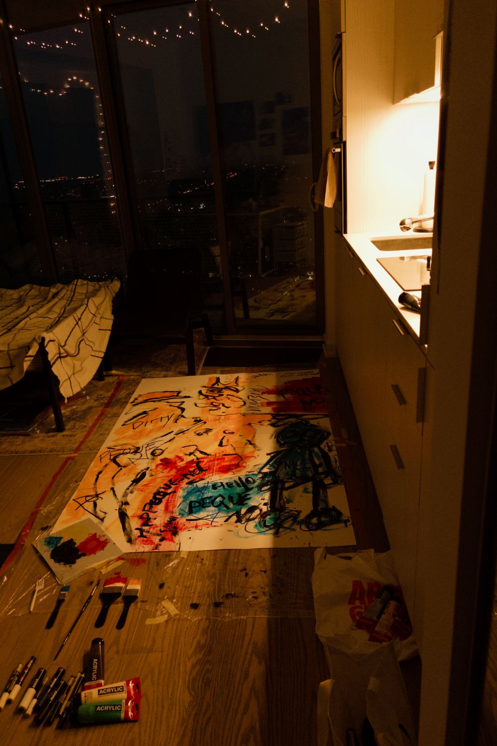 First studio: completed 'Untitled (Ending)' painting