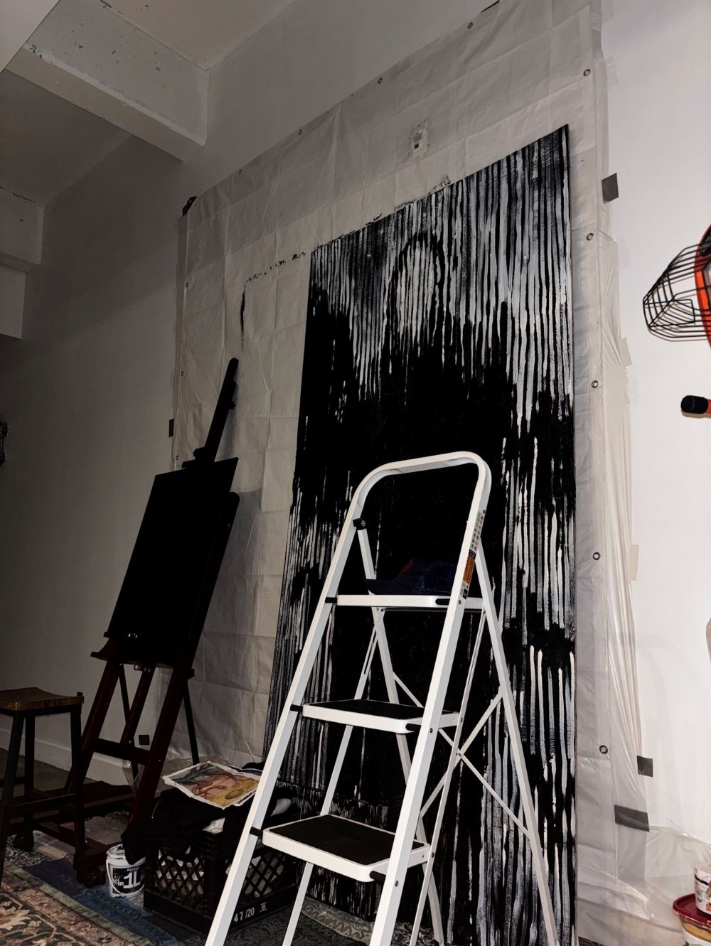 Third studio: Untitled (Death)' stanting against the wall