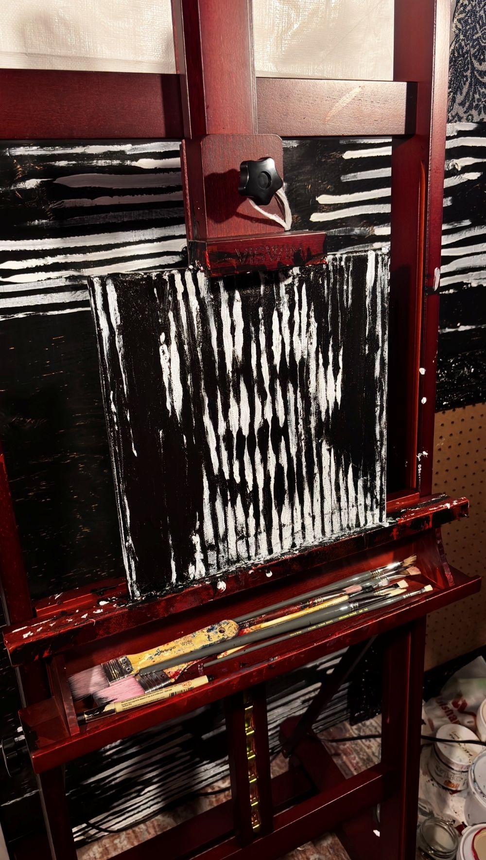 Third studio: completed 'Self-portrait' painting