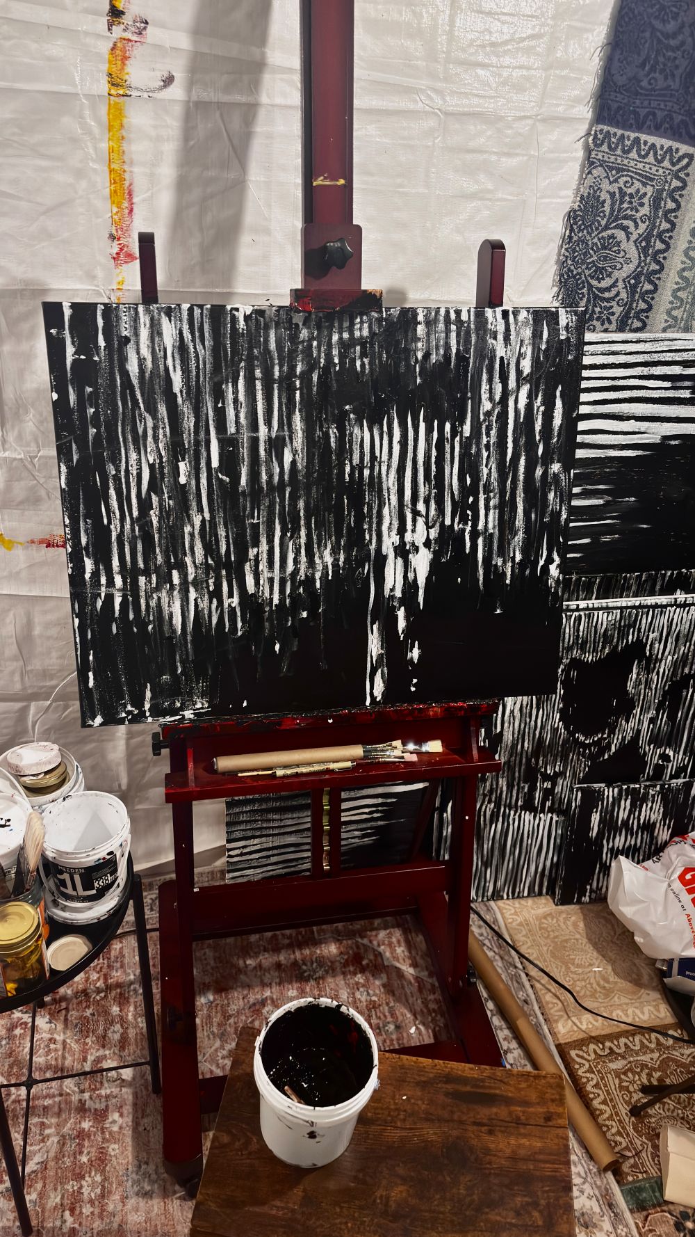 Third studio: completed 'Self-portrait' painting