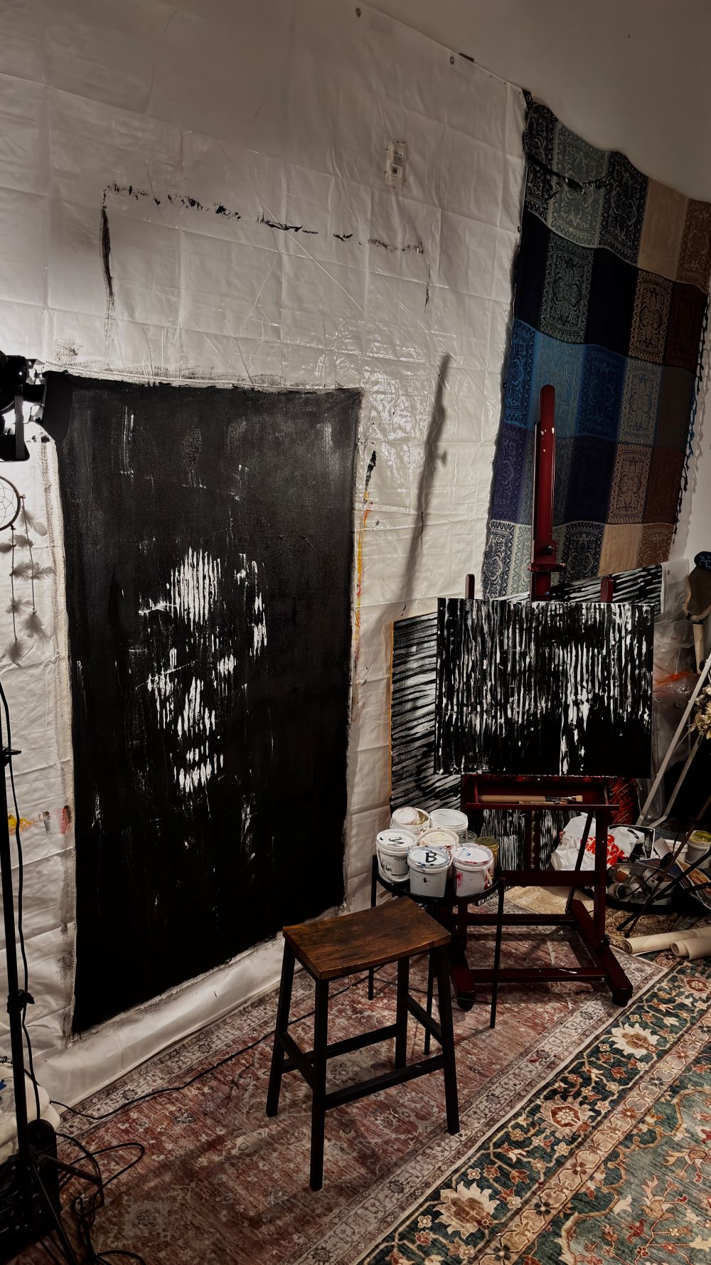 Third studio: completed 'Subject N.5' painting