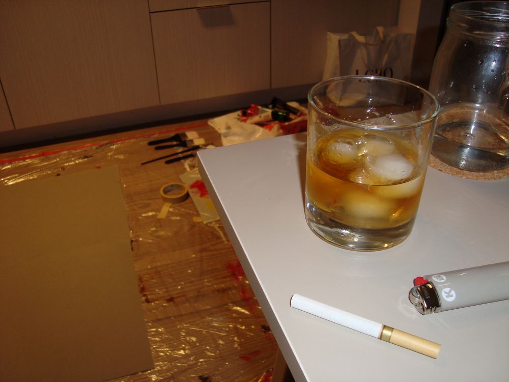 First studio: painting and drinking