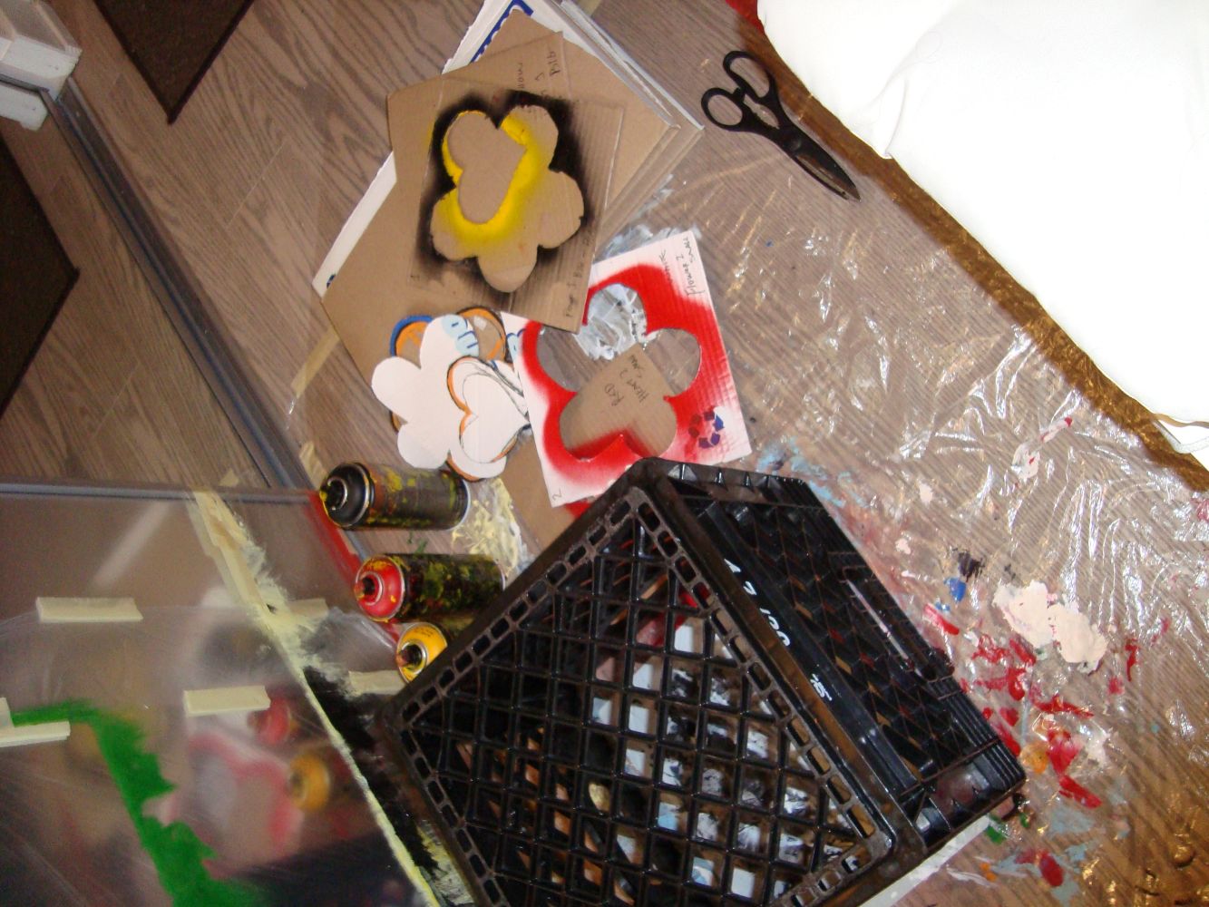 First studio: heart-flower stensil grafity test materials