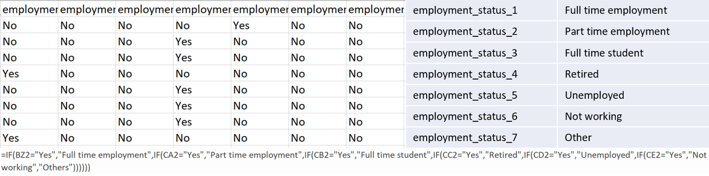 Figure 4: Columns with Employment Status